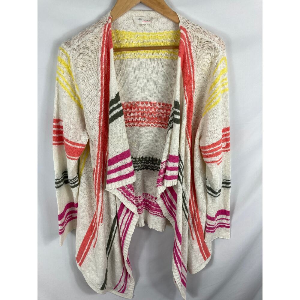 Two by Vince Camuto Colorful Stripe Knit Draped Front Cardigan Size XL